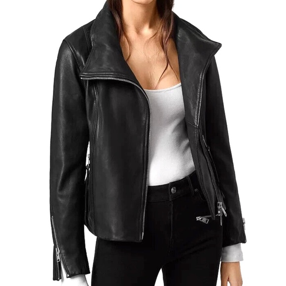 All Saints Jackets & Blazers - Unworn AllSaints Black Ellis High-Neck Biker Jacket